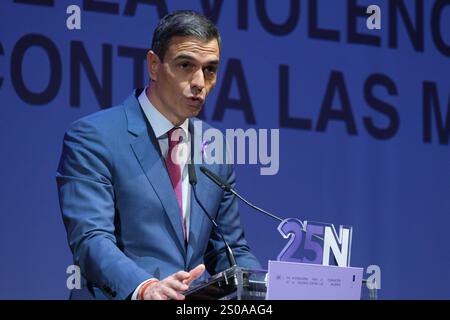 Sanchez eröffnet anlässlich des Internationalen Tages zur Beseitigung der Gewalt gegen Frauen eine Veranstaltung zur Gleichstellung mit Pedro Sanchez Wo: Madrid, Spanien Wann: 25. November 2024 Credit: Oscar Gonzalez/WENN Stockfoto