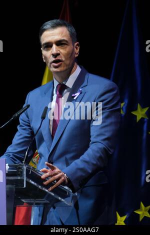 Sanchez eröffnet anlässlich des Internationalen Tages zur Beseitigung der Gewalt gegen Frauen eine Veranstaltung zur Gleichstellung mit Pedro Sanchez Wo: Madrid, Spanien Wann: 25. November 2024 Credit: Oscar Gonzalez/WENN Stockfoto