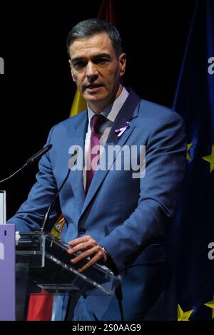 Sanchez eröffnet anlässlich des Internationalen Tages zur Beseitigung der Gewalt gegen Frauen eine Veranstaltung zur Gleichstellung mit Pedro Sanchez Wo: Madrid, Spanien Wann: 25. November 2024 Credit: Oscar Gonzalez/WENN Stockfoto