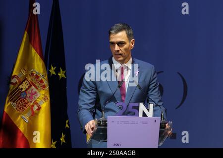 Sanchez eröffnet anlässlich des Internationalen Tages zur Beseitigung der Gewalt gegen Frauen eine Veranstaltung zur Gleichstellung mit Pedro Sanchez Wo: Madrid, Spanien Wann: 25. November 2024 Credit: Oscar Gonzalez/WENN Stockfoto