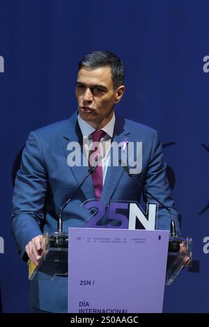 Sanchez eröffnet anlässlich des Internationalen Tages zur Beseitigung der Gewalt gegen Frauen eine Veranstaltung zur Gleichstellung mit Pedro Sanchez Wo: Madrid, Spanien Wann: 25. November 2024 Credit: Oscar Gonzalez/WENN Stockfoto
