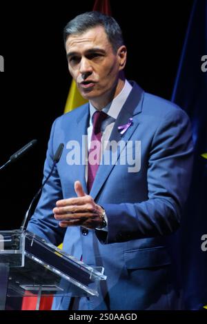 Sanchez eröffnet anlässlich des Internationalen Tages zur Beseitigung der Gewalt gegen Frauen eine Veranstaltung zur Gleichstellung mit Pedro Sanchez Wo: Madrid, Spanien Wann: 25. November 2024 Credit: Oscar Gonzalez/WENN Stockfoto