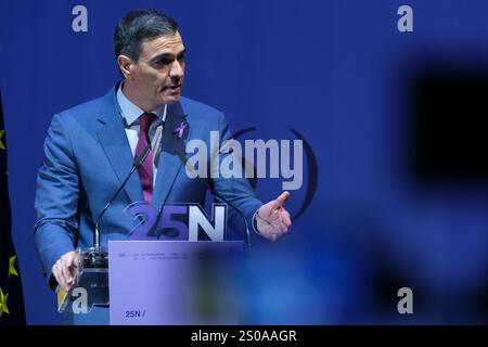 Sanchez eröffnet anlässlich des Internationalen Tages zur Beseitigung der Gewalt gegen Frauen eine Veranstaltung zur Gleichstellung mit Pedro Sanchez Wo: Madrid, Spanien Wann: 25. November 2024 Credit: Oscar Gonzalez/WENN Stockfoto