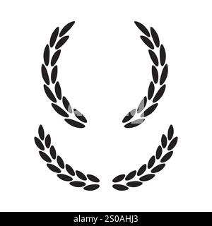 Lorbeerkranz-Symbol. Vektor des Siegessymbols. Schwarzes Auszeichnung-Emblem. Klassische Ehrenform. Stock Vektor