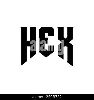 HEXADEZIMALLOGO für Technologieunternehmen. Schwarz-weiß-Farbkombination mit HEXADEZIMALLOGO. HEX-Logo, HEX-Vektor, HEX-Design, HEX-Symbol, HEX alph Stock Vektor