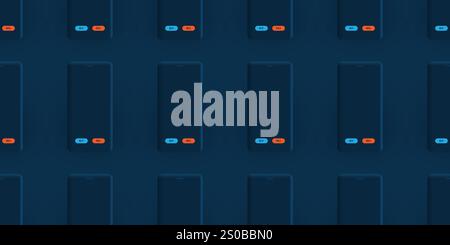 Viele einfache, minimalistische Mobiltelefone mit Digital Commerce, Stock Trading App – Muster-Hintergrunddesign, nahtlose Textur für Fintech, Web und T Stock Vektor
