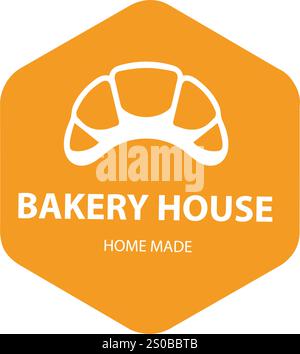 Logo-Symbol der Bäckerei mit hausgemachtem Croissant Stock Vektor