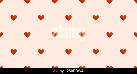 Nahtloses seltenes rotes Herz-Muster - minimalistische sich wiederholende Textur auf rosa Hintergrund, Designelement, Vorlage im editierbaren Vektorformat Stock Vektor