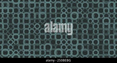 Abstraktes dunkelgrünes Muster, überlappende geometrische Mosaiktextur verschiedener Kreise, zufällig in verschiedenen Grauschattierungen eingefärbt - Generativ Stock Vektor