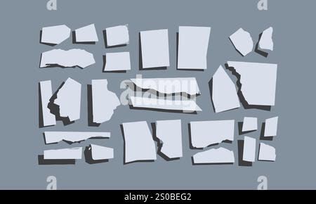Vektorillustration mit gerissenen Papierlöchern mit realistischen Schatteneffekten, leicht bearbeitbar. Stock Vektor