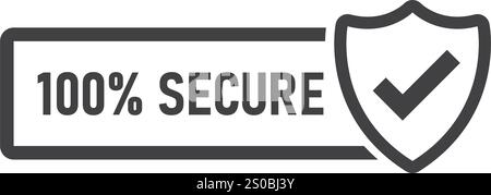100 % sicheres Symbol im flachen Stil. Vektorillustration der Datenschutzgarantie auf isoliertem Hintergrund. Geschäftskonzept für Sicherheitsrisikozeichen. Stock Vektor