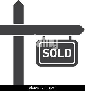 Immobilienbanner-Symbol im flachen Stil. Verkaufsetikett Vektor-Illustration auf isoliertem Hintergrund. Verkauftes Sign Business-Konzept. Stock Vektor