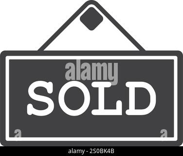 Immobilienbanner-Symbol im flachen Stil. Verkaufsetikett Vektor-Illustration auf isoliertem Hintergrund. Verkauftes Sign Business-Konzept. Stock Vektor