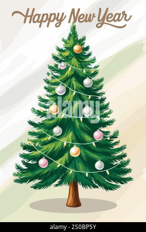 Glückwunschkarte mit Weihnachtsbaum Stock Vektor