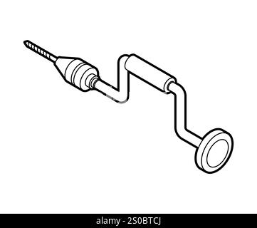 Handbohrer der Strebe isoliert. Altes Handwerkzeug Stock Vektor