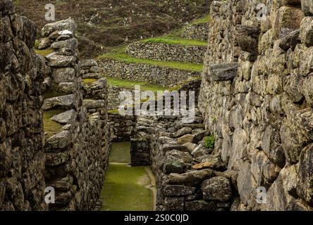 Machu Picchu Ruinen in Peru während eines nebeligen morgens Stockfoto