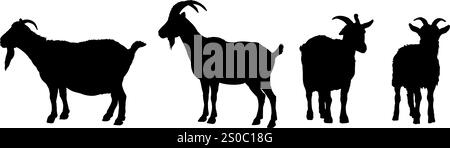 Set von Ziegensilhouetten Stock Vektor