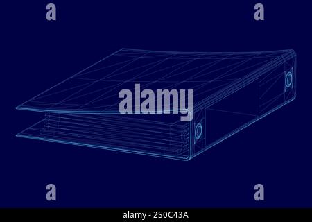 Blauer Ordner mit Dokumenten. Vektorabbildung Stock Vektor