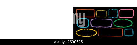 Satz von Rahmen mit gerissenen Kanten im Zickzack- und Muschelrand. Sternförmige Rahmen im Grunge-Stil mit geriffeltem Rand. Vektorabbildung von groben geriffelten Formen für d Stock Vektor