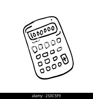 Doodle-Symbol-Rechner, Rechenmaschine. Handgezeichnete Vektorgrafik Stock Vektor