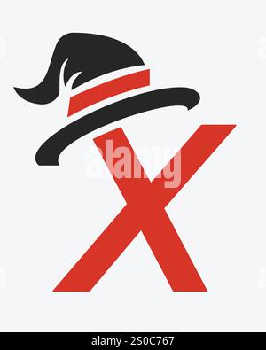 Initial Letter X Magic hat Logo Design Konzept für Magic Fantasy Symbol Stock Vektor