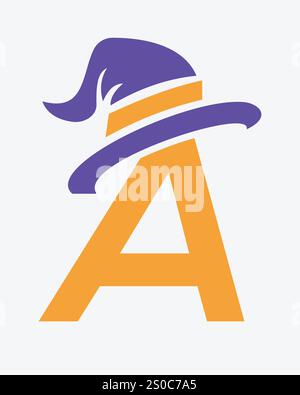 Initial Letter Ein Magic hat Logo Design Konzept für Magic Fantasy Symbol Stock Vektor
