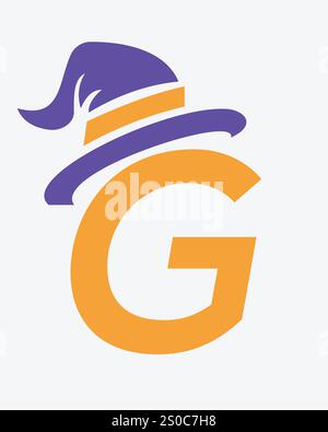 Initial Letter G Magic hat Logo Design Konzept für Magic Fantasy Symbol Stock Vektor
