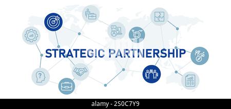 Strategische Partnerschaft Geschäftsbeziehung Zusammenarbeit Zusammenarbeit Strategie Vereinbarung Planung Design Web-Header Illustration Stock Vektor