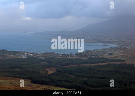 Blick auf Broadford von Beinn na Caillich Isle of Skye Stockfoto