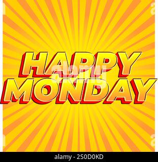 Happy monday Texteffekt-Design mit superfetten Schriftarten, die für soziale Medien geeignet sind Stock Vektor