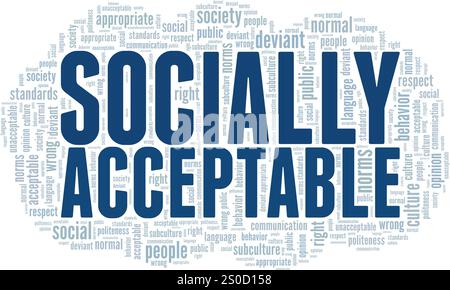 Sozial akzeptable Wortwolke Konzeptdesign isoliert auf weißem Hintergrund. Stock Vektor