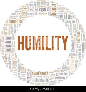 Demut Word Cloud konzeptuelles Design isoliert auf weißem Hintergrund. Stock Vektor