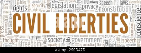 Civil Liberties Word Cloud Konzeptdesign isoliert auf weißem Hintergrund. Stock Vektor