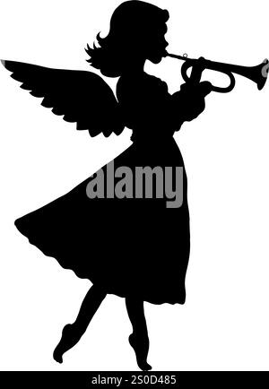 Silhouette eines Weihnachtsengels Stock Vektor
