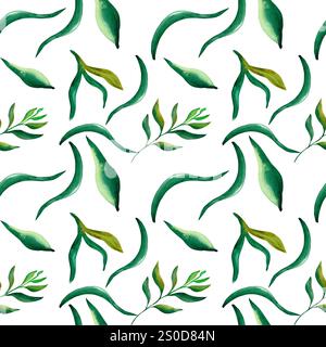 Abstrakte Blumen. Nahtloses Muster abstrakter Aquarellblumen auf weißem Hintergrund. Für Ihr Design. Stockfoto