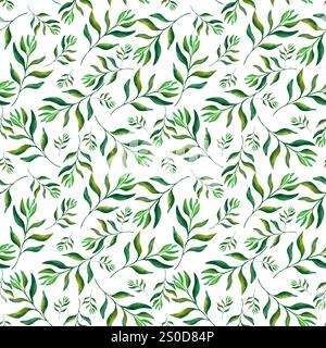 Abstrakte Blumen. Nahtloses Muster abstrakter Aquarellblumen auf weißem Hintergrund. Für Ihr Design. Stockfoto