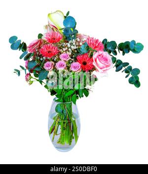 Nahaufnahme eines isolierten Flower Arrangement in einem Glas Vase Stockfoto