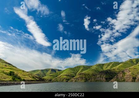 Blick vom Wawai Landing entlang des Lower Granite Lake am Snake River in der Region Palouse, Washington State, USA Stockfoto