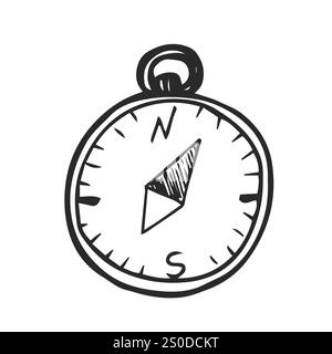 Kompassabbildung im Kritzelstil im Vektorformat Stock Vektor