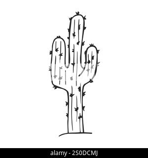 Abbildungen von Kakteen-Vektoren. Handgezeichneter Umriss Kaktusset. Kakteen pflanzt Naturelemente Stock Vektor