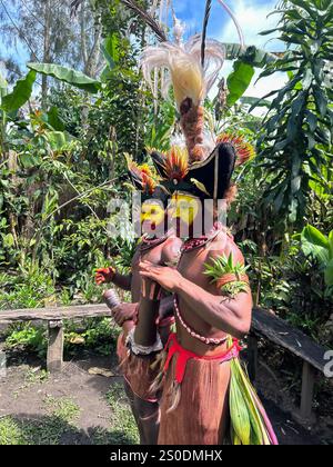 Die Huli-Wigmen aus Papua-Neuguinea, Highlands-Region Stockfoto