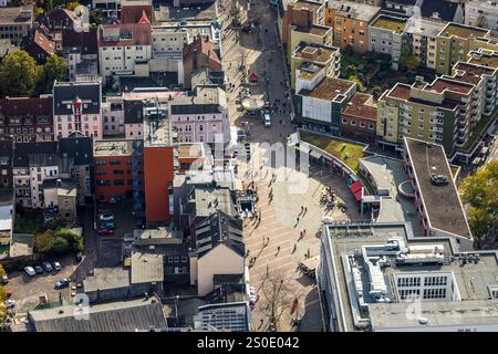 Luftaufnahme, Fußgängerzone und Einkaufsstraße Bahnhofstraße, Robert-Brauner-Platz, Herne-Mitte, Herne, Ruhrgebiet, Nordrhein-Westfalen, Deutschland Stockfoto