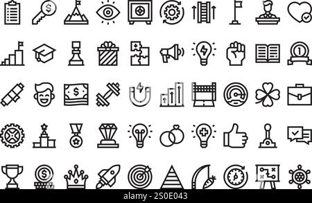 Motivationssymbole hochwertige Vektor-Icons-Kollektion mit editierbarer Kontur. Ideal für professionelle und kreative Projekte. Stock Vektor