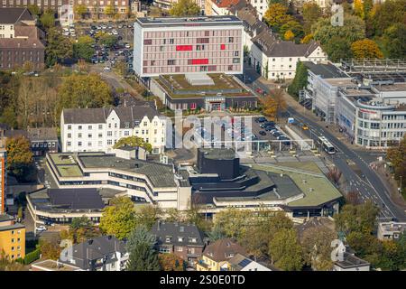 Luftansicht, Berliner Platz mit Hauptgebäude der Sparkasse, Kulturzentrum Herne, Herne-Süd, Herne, Ruhrgebiet, Nordrhein-Westfalen, Deutschland Stockfoto