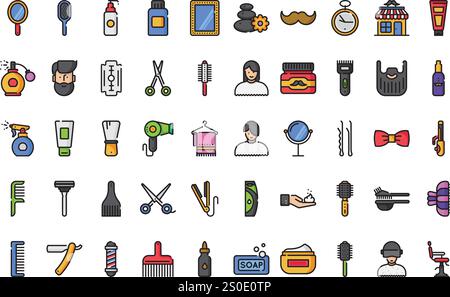 Friseur Friseur Icons hochwertige Vektor Icons Kollektion mit editierbarem Strich. Ideal für professionelle und kreative Projekte. Stock Vektor