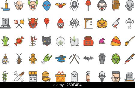 Halloween Icons hochwertige Vektor-Icons-Kollektion mit editierbarer Kontur. Ideal für professionelle und kreative Projekte. Stock Vektor