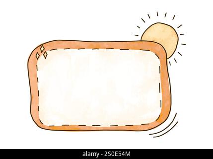 Handgezeichneter Rahmen mit Kritzelsonne, Vektor-Illustration. Stock Vektor