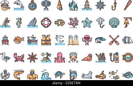 Ocean Icons hochwertige Vector Icons Kollektion mit editierbarer Kontur. Ideal für professionelle und kreative Projekte. Stock Vektor