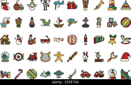 Weihnachtsspielzeug-Ikonen hochwertige Vektor-Icons-Kollektion mit bearbeitbarem Strich. Ideal für professionelle und kreative Projekte. Stock Vektor