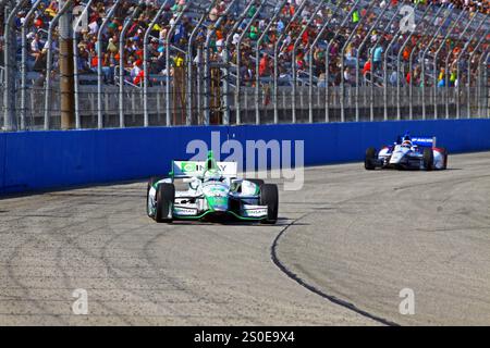 Milwaukee Wisconsin, USA - 17. August 2014: Verizon IndyCar Series Indyfest ABC 250 Renntag auf der Rennstrecke. Stockfoto